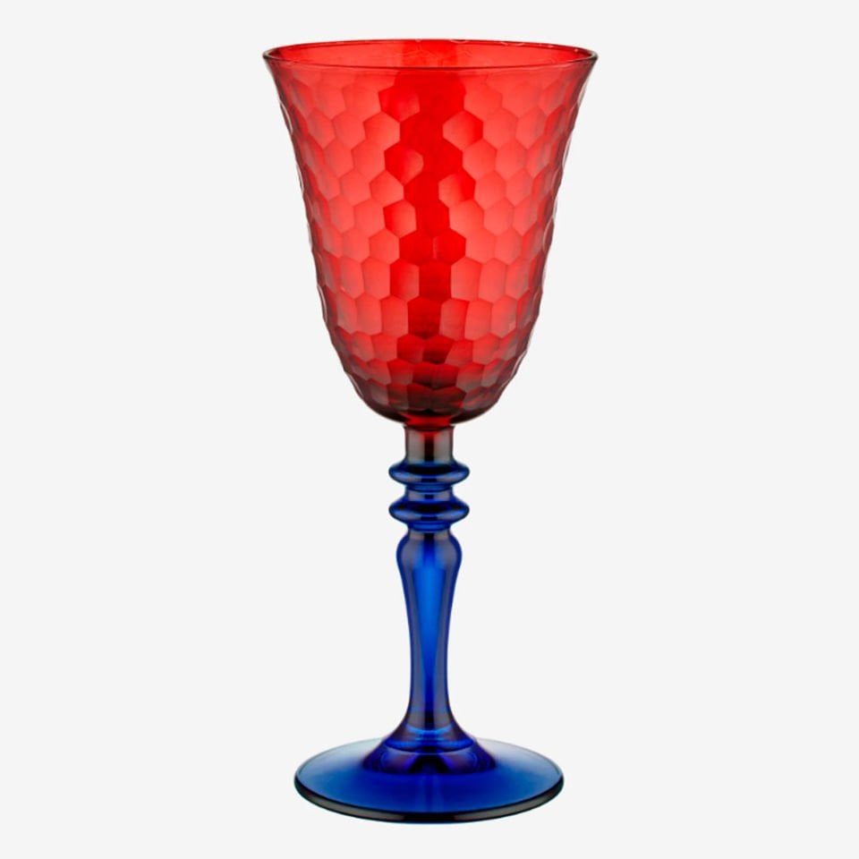 Kırmızı Mavi Cam Kadeh 270 Ml Venezia Collection by Chiara Alessi