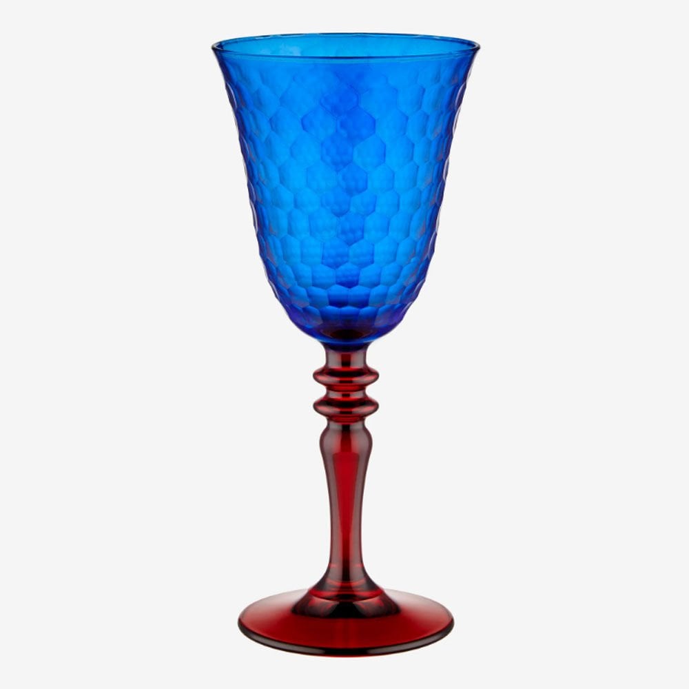 Mavi Kırmızı Cam Kadeh 270 Ml Venezia Collection by Chiara Alessi
