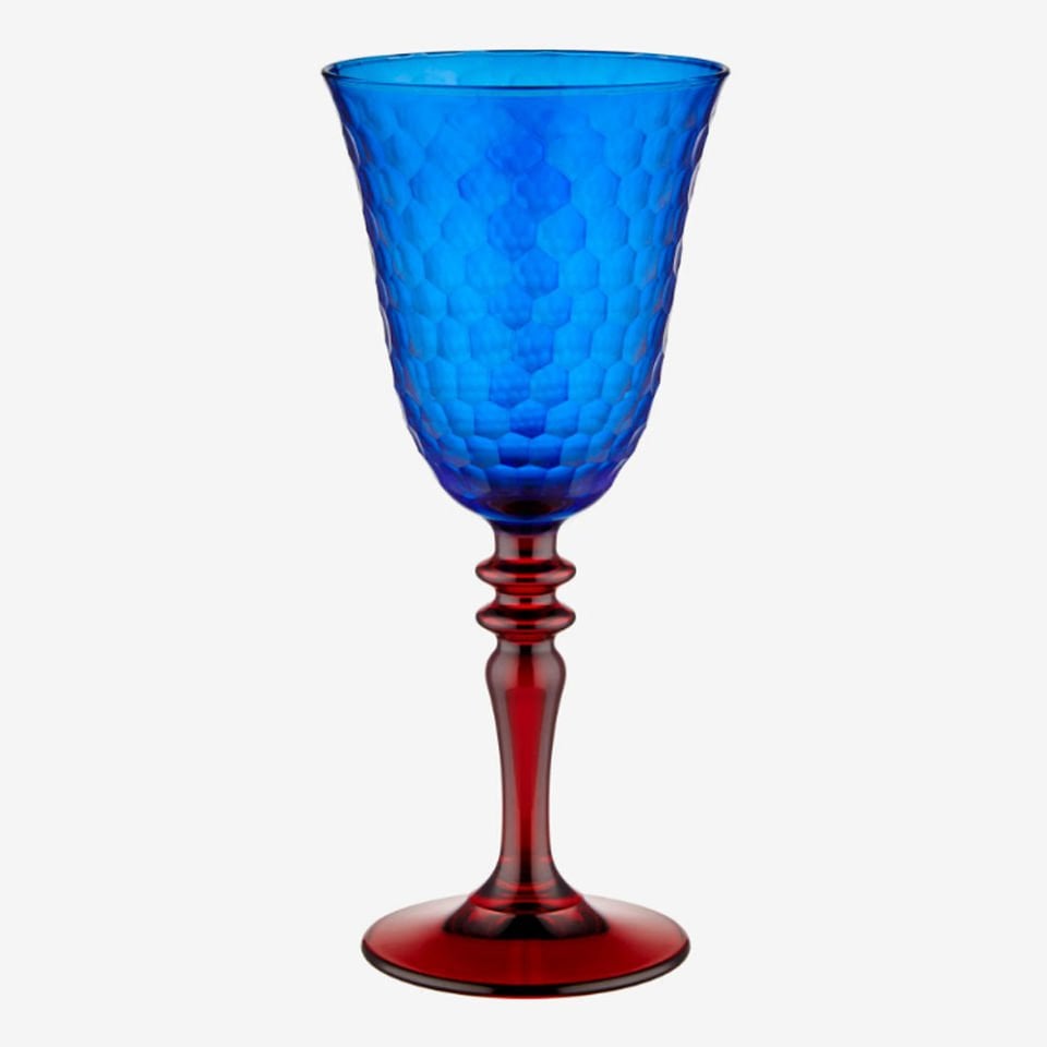 Mavi Kırmızı Cam Kadeh 270 Ml Venezia Collection by Chiara Alessi