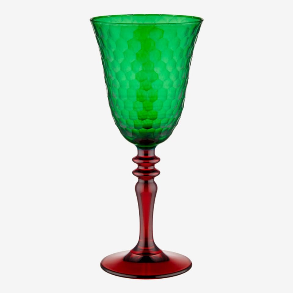 Yeşil Kırmızı Cam Kadeh 270 Ml Venezia Collection by Chiara Alessi
