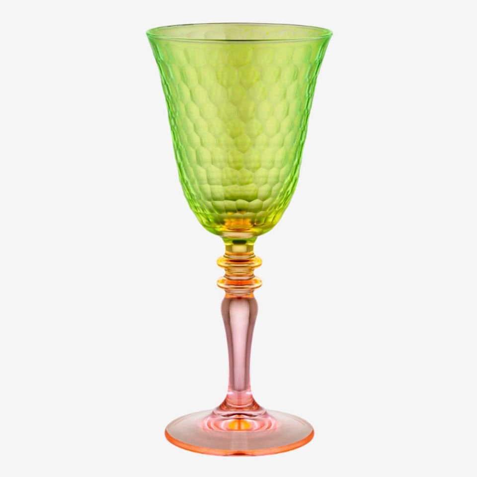 Yeşil Pembe Cam Kadeh 270 Ml Venezia Collection by Chiara Alessi
