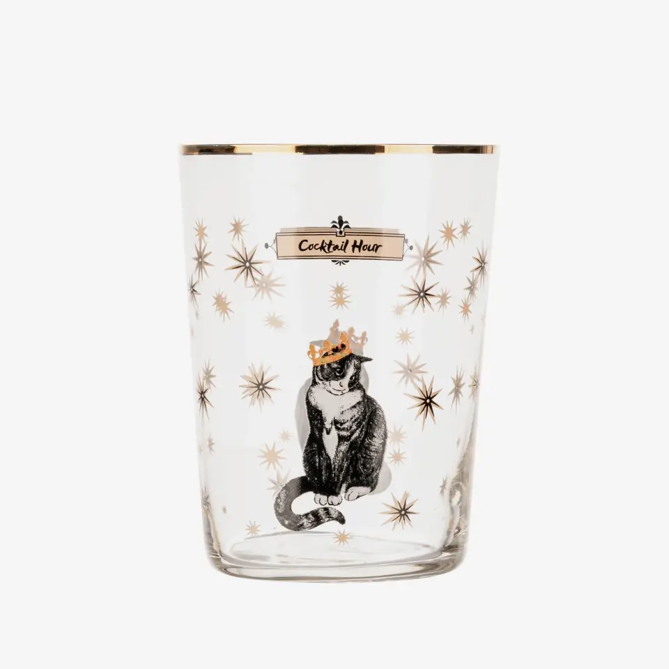 Yvonne Ellen Kedi Beyaz Cam Su Bardağı 500 Ml Animals Collection