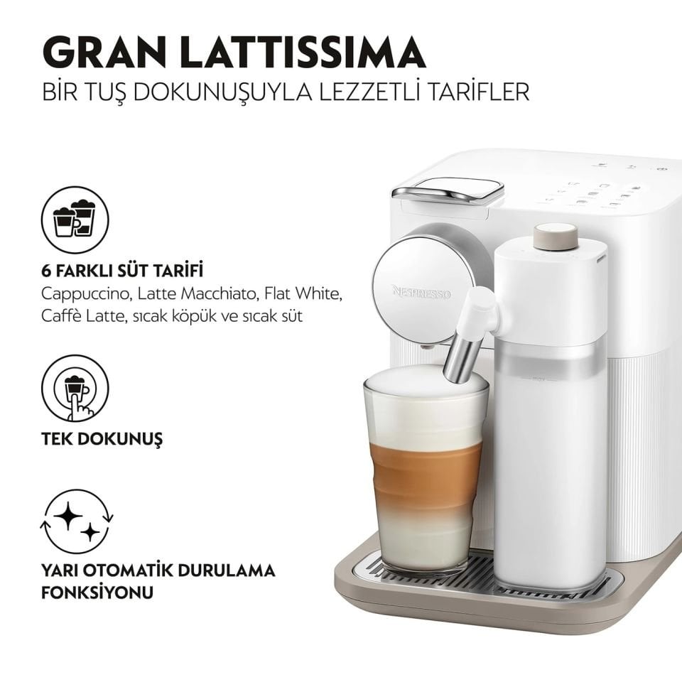 Nespresso  Gran Latissima White Süt Çözümlü Kahve Makinesi