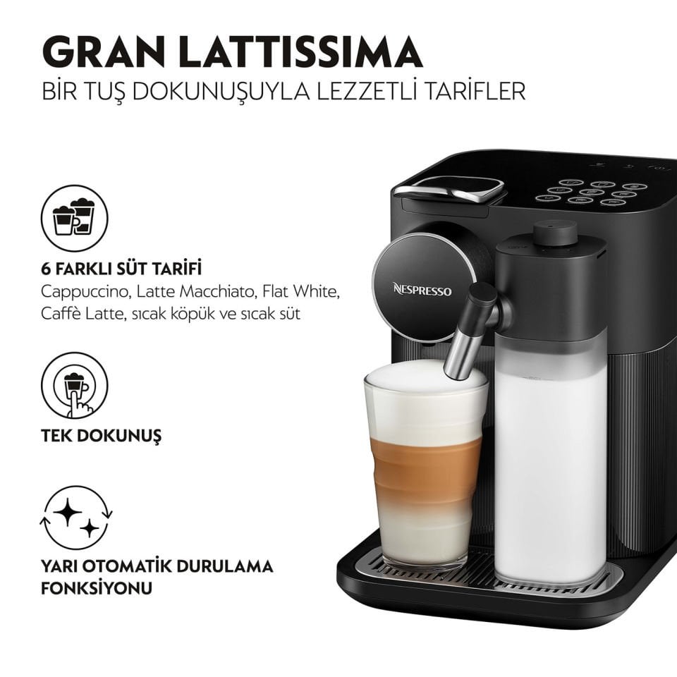 Nespresso  Gran Latissima Black Süt Çözümlü Kahve Makinesi