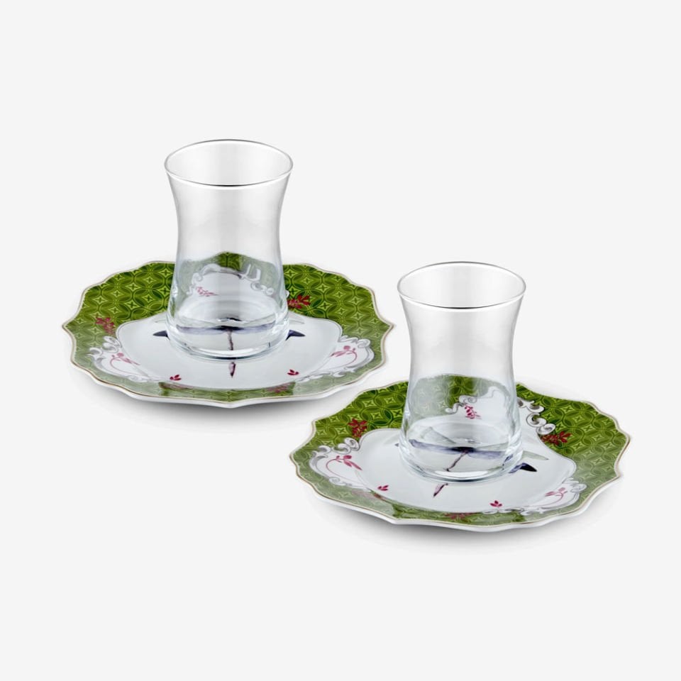 Yeşil Porselen Çay Tabağı Seti 170 Ml Allure Collection by Chiara Alessi