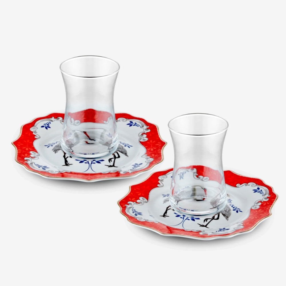 Kırmızı Porselen Çay Tabağı Seti 15 Cm Allure Collection by Chiara Alessi