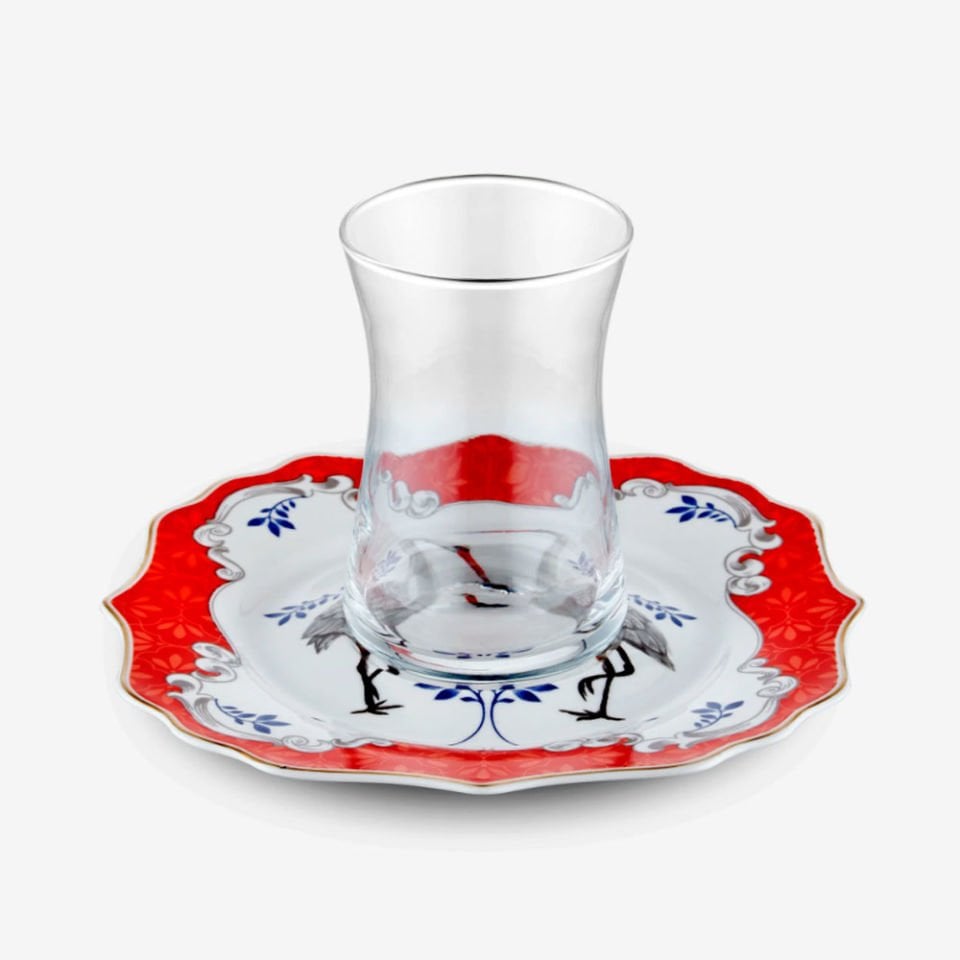 Kırmızı Porselen Çay Tabağı Seti 15 Cm Allure Collection by Chiara Alessi