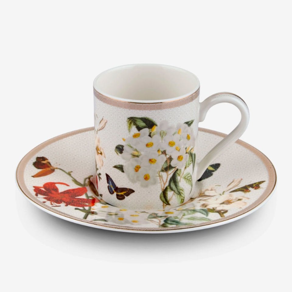 Beyaz Porselen Kahve Fincan Seti 90 Ml Butterfly Walley Collection by Chiara Alessi