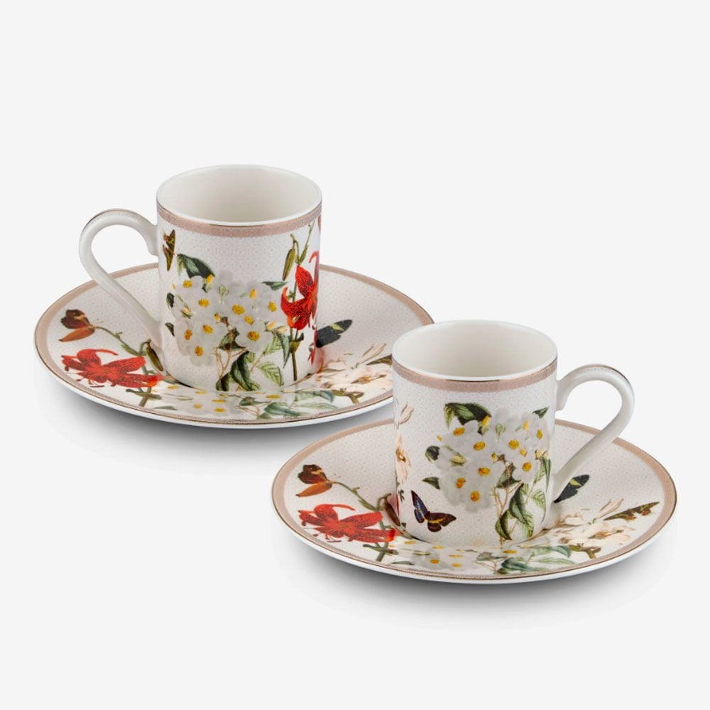 Beyaz Porselen Kahve Fincan Seti 90 Ml Butterfly Walley Collection by Chiara Alessi