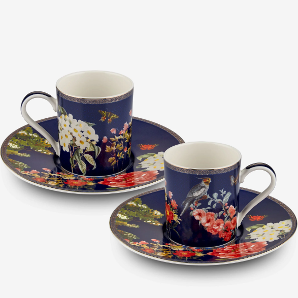 Lacivert Porselen Kahve Fincan Seti 90 Ml Magic Garden Collection by Chiara Alessi