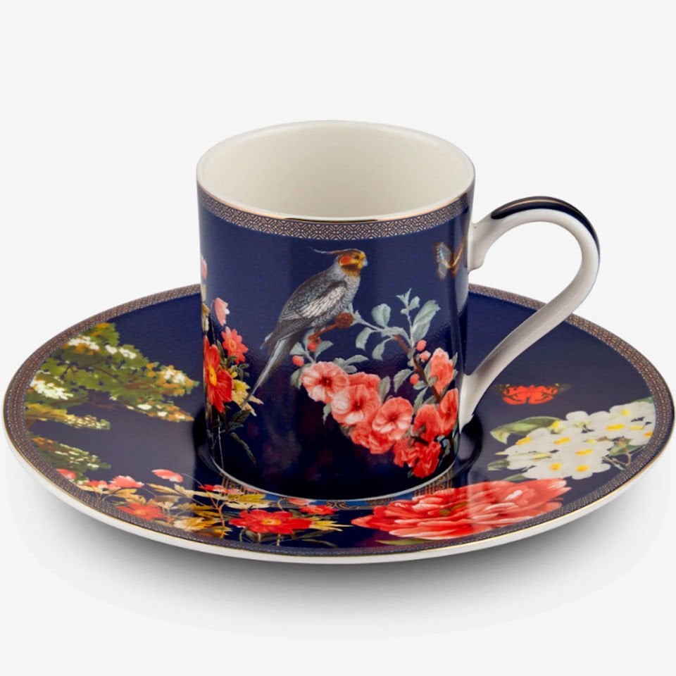 Lacivert Porselen Kahve Fincan Seti 90 Ml Magic Garden Collection by Chiara Alessi