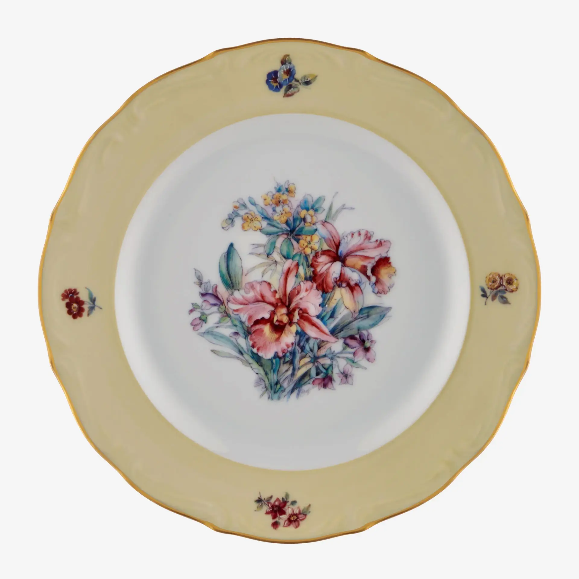 Chiara Alessi Çiçekli Krem Porselen Pasta Tabağı 19 Cm