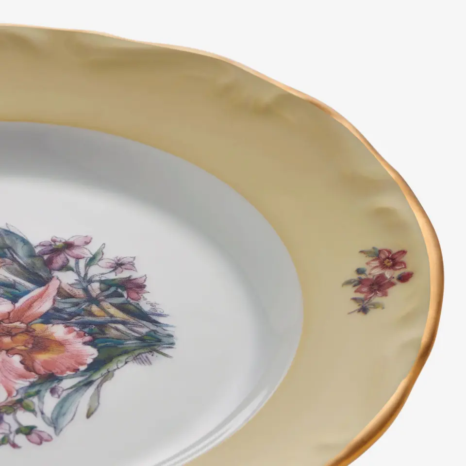Chiara Alessi Çiçekli Krem Porselen Pasta Tabağı 19 Cm