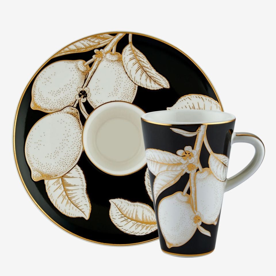 Siyah Porselen Kahve Fincan Seti 100 Ml Ravello Collection by Chiara Alessi