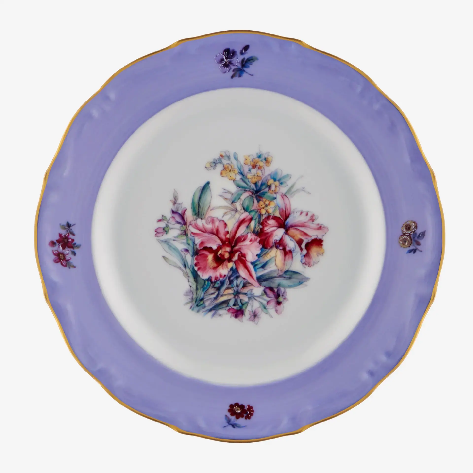 Chiara Alessi Çiçekli Lila Porselen Pasta Tabağı 19 Cm