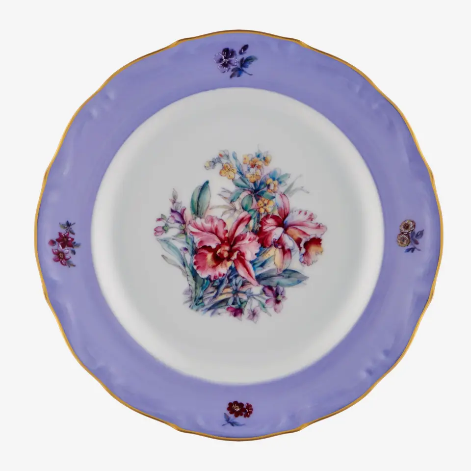 Chiara Alessi Çiçekli Lila Porselen Pasta Tabağı 19 Cm