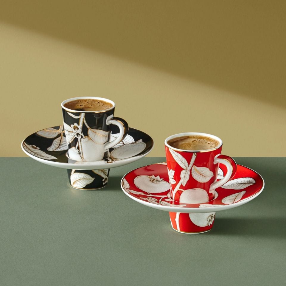 Kırmızı Porselen Kahve Fincan Seti 100 Ml Ravello Collection by Chiara Alessi