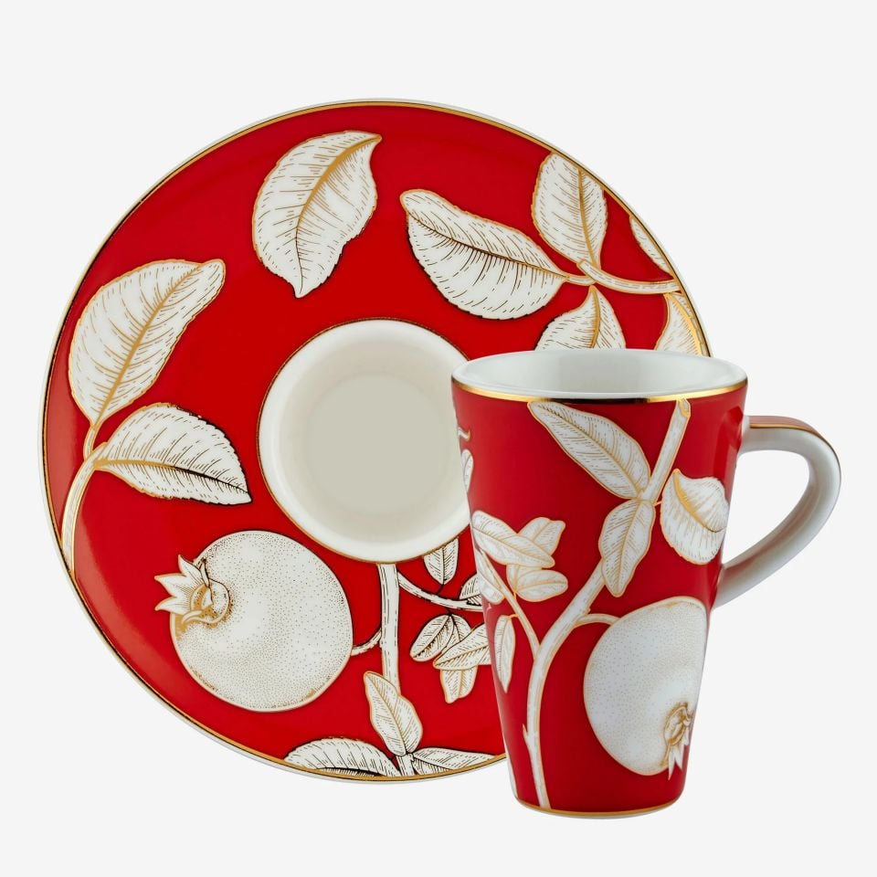 Kırmızı Porselen Kahve Fincan Seti 100 Ml Ravello Collection by Chiara Alessi