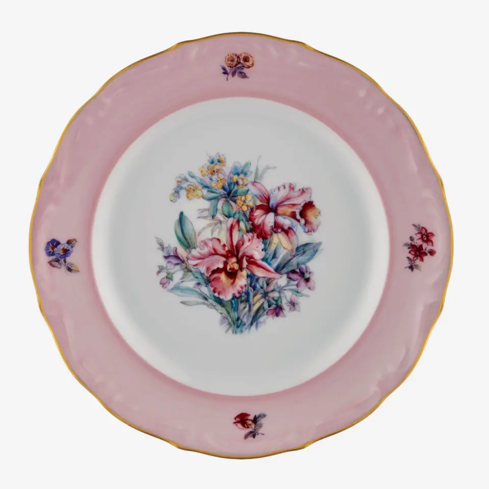 Chiara Alessi Çiçekli Pembe Porselen Pasta Tabağı 19 Cm