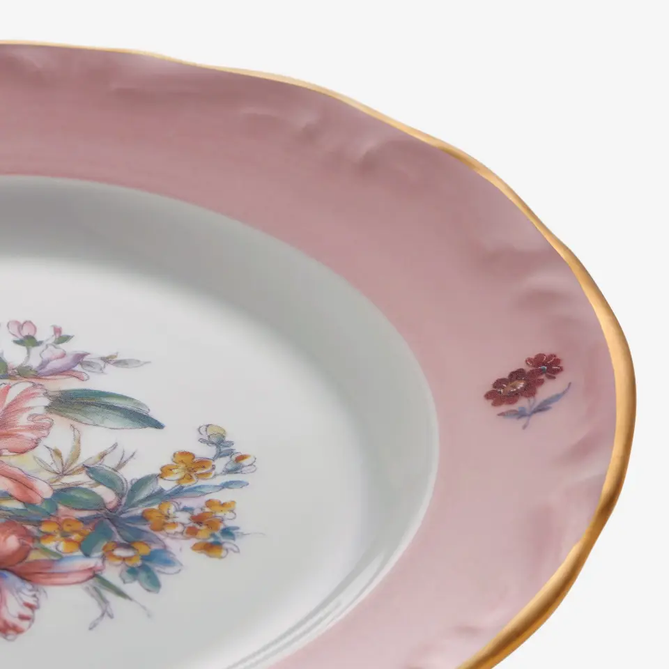 Chiara Alessi Çiçekli Pembe Porselen Pasta Tabağı 19 Cm
