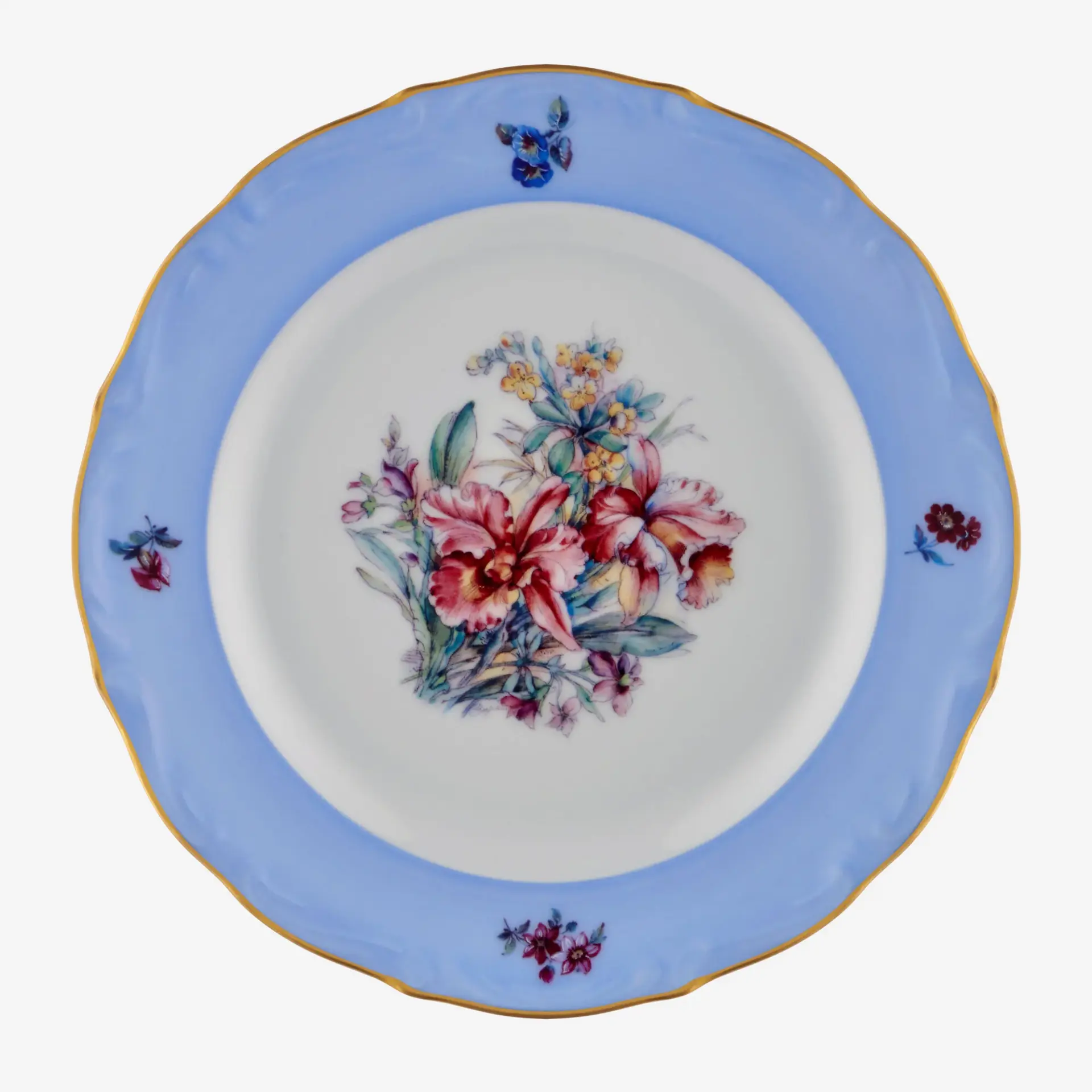 Chiara Alessi Mavi Porselen Pasta Tabağı Flores Collection