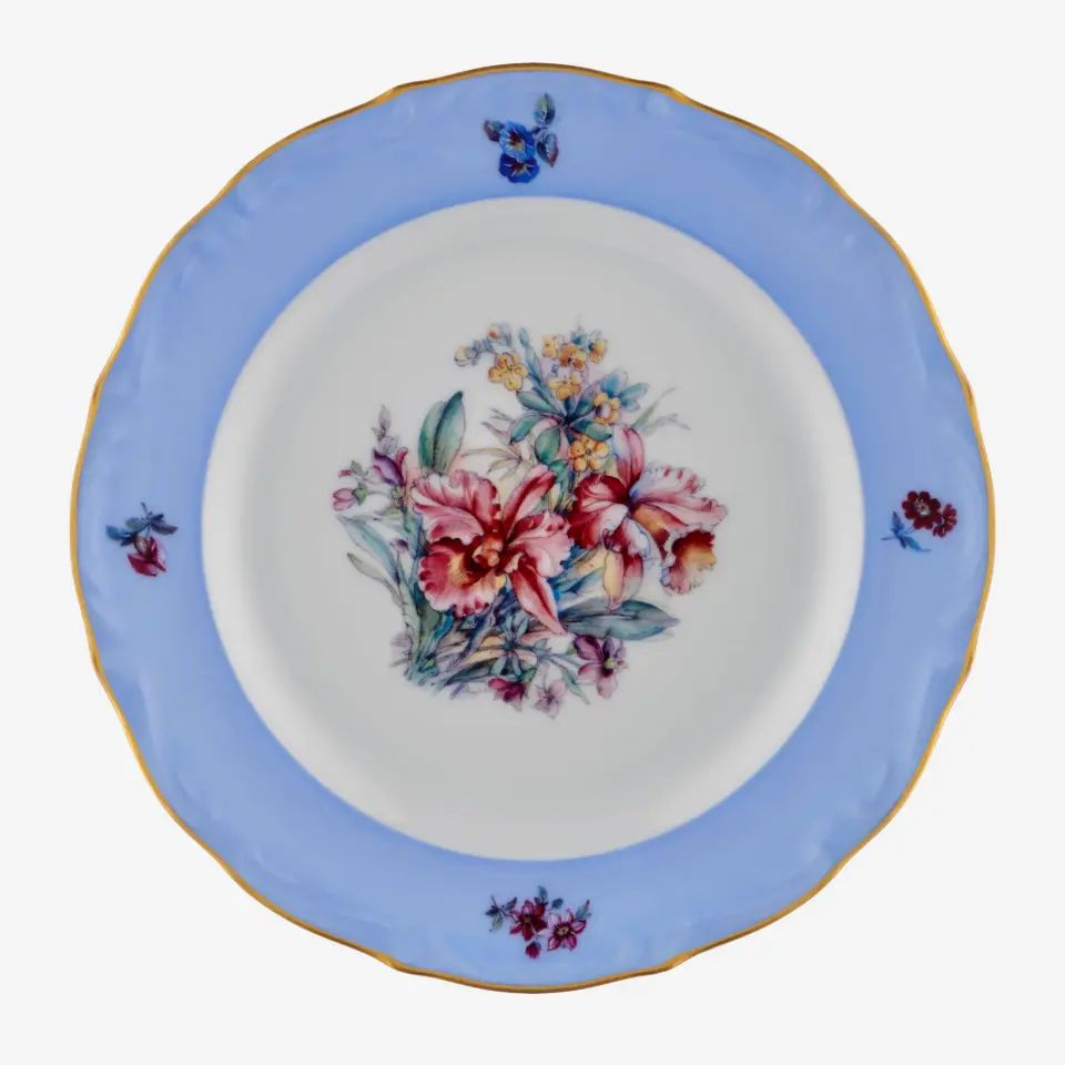 Chiara Alessi Mavi Porselen Pasta Tabağı Flores Collection