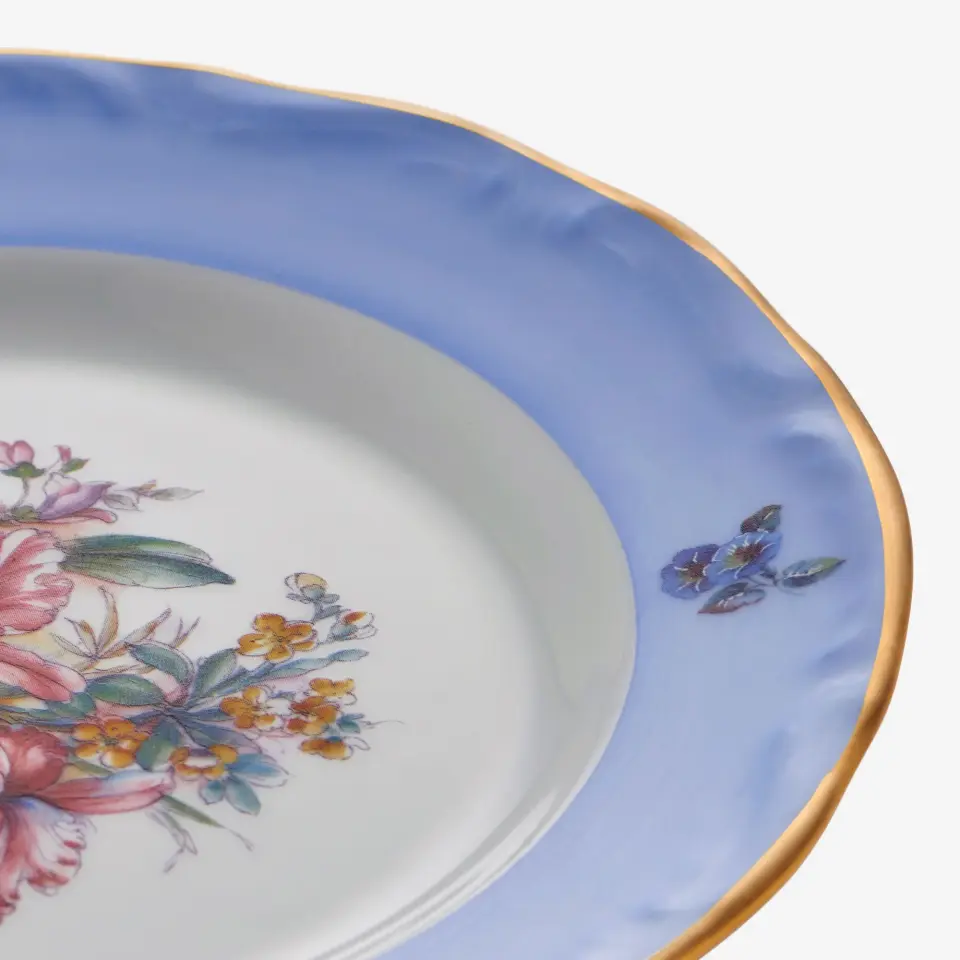 Chiara Alessi Mavi Porselen Pasta Tabağı Flores Collection