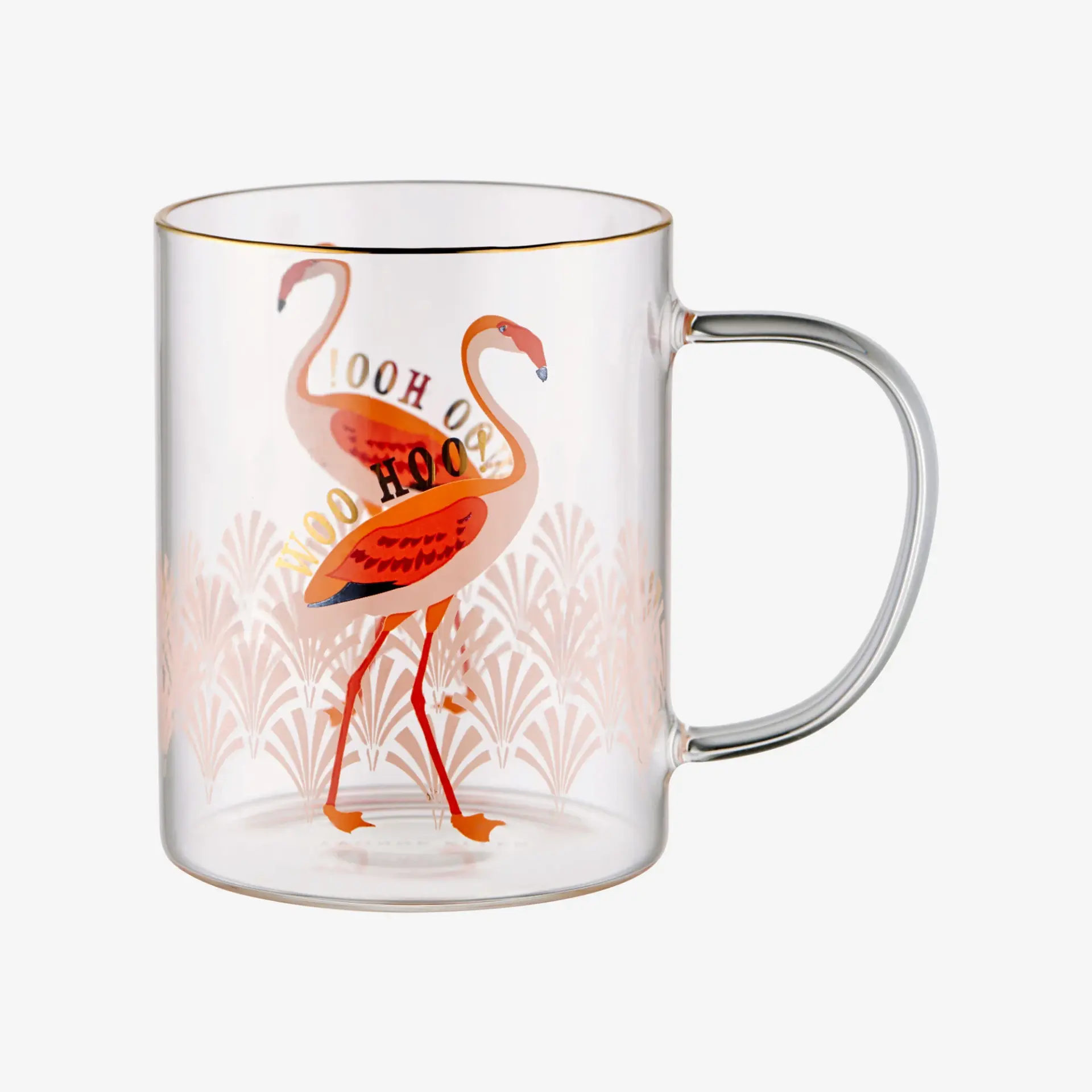 Yvonne Ellen Flamingo Animals Turuncu Cam Kupa 400 Ml