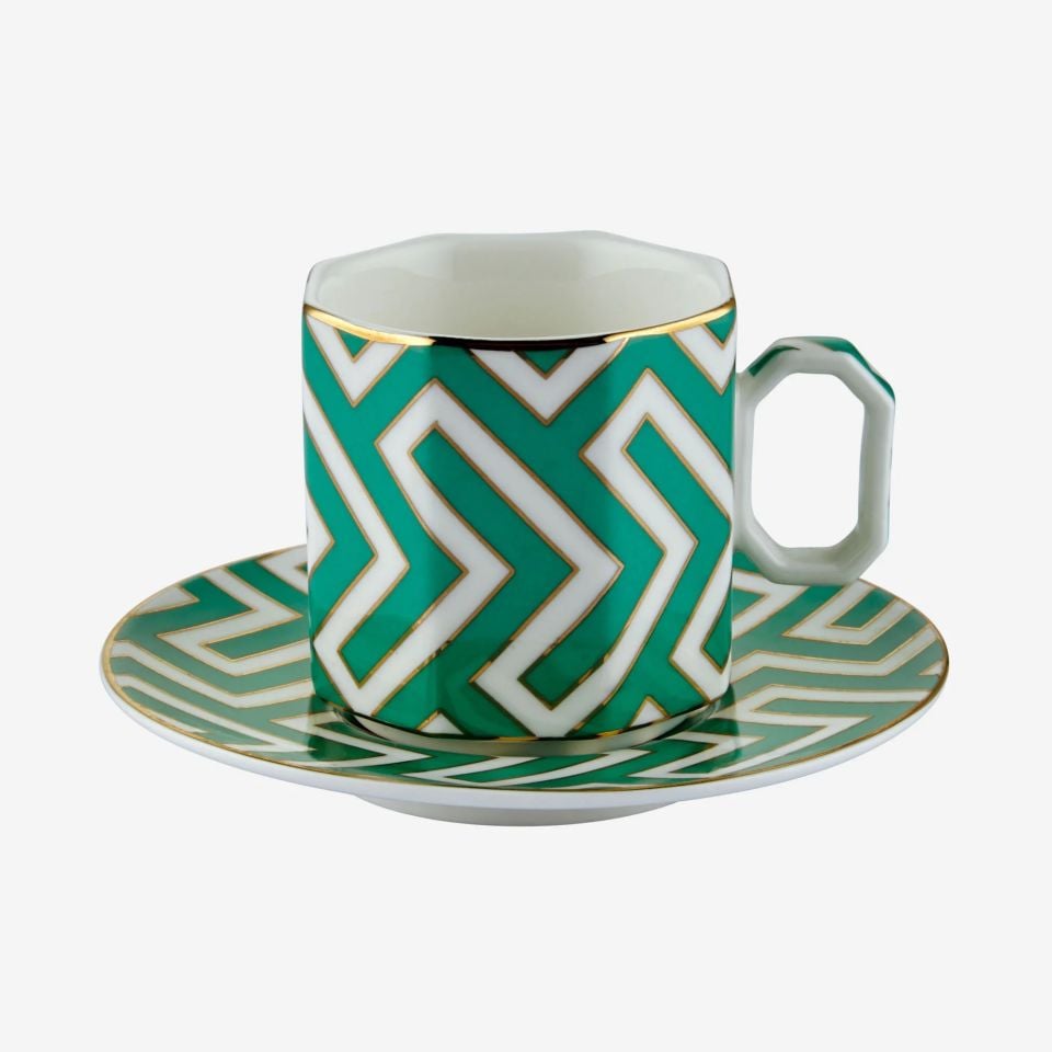 Yeşil Porselen Kahve Fincan Seti 90 Ml Ravello Collection by Chiara Alessi