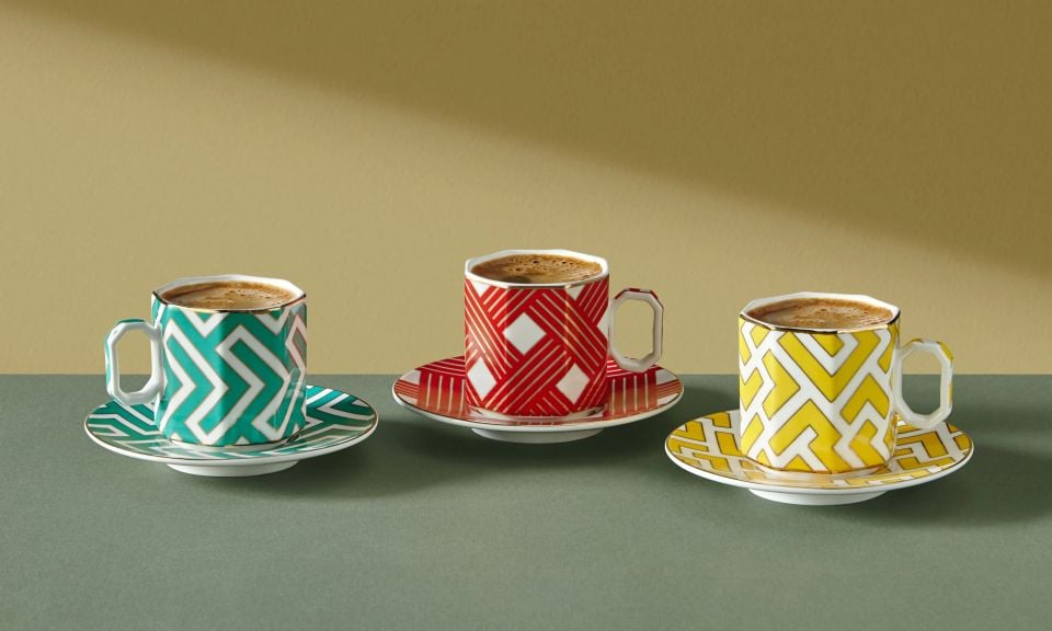 Yeşil Porselen Kahve Fincan Seti 90 Ml Ravello Collection by Chiara Alessi