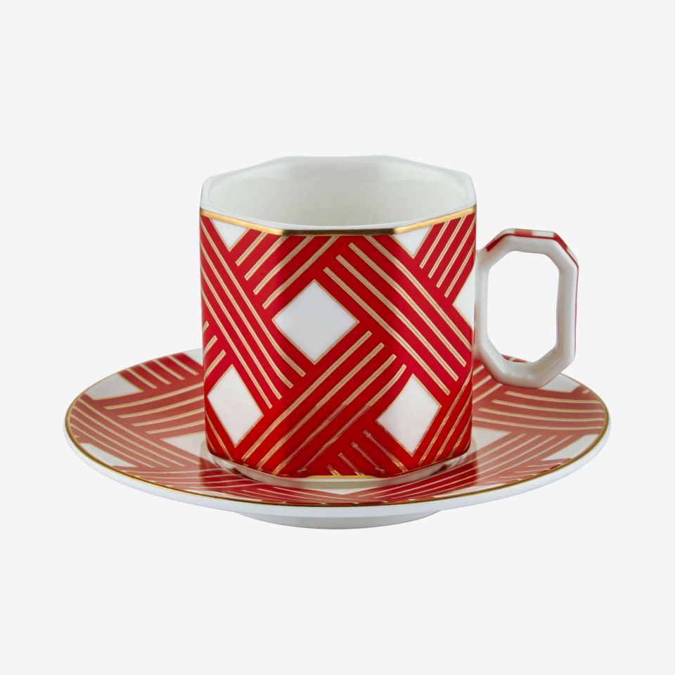 Kırmızı Porselen Kahve Fincan Seti 90 Ml Ravello Collection by Chiara Alessi