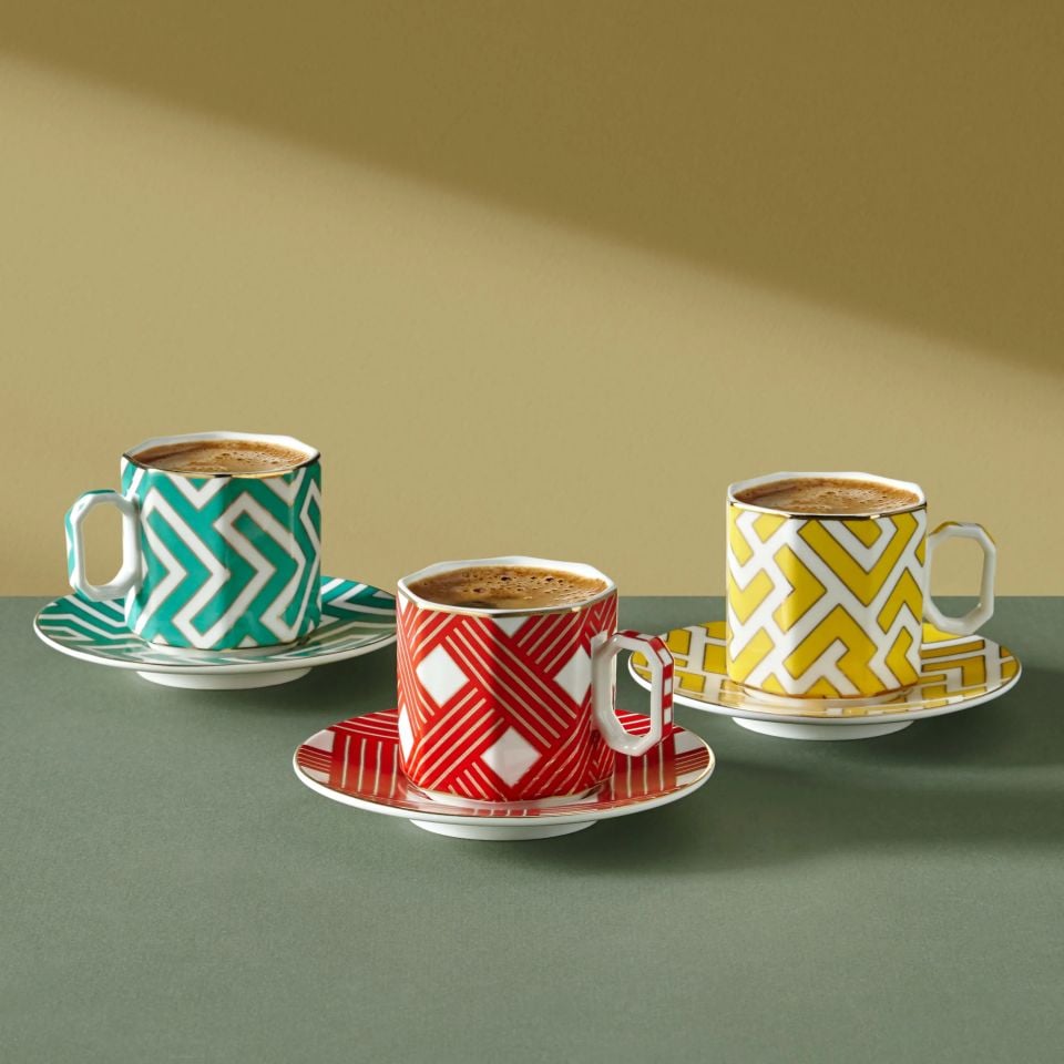 Kırmızı Porselen Kahve Fincan Seti 90 Ml Ravello Collection by Chiara Alessi