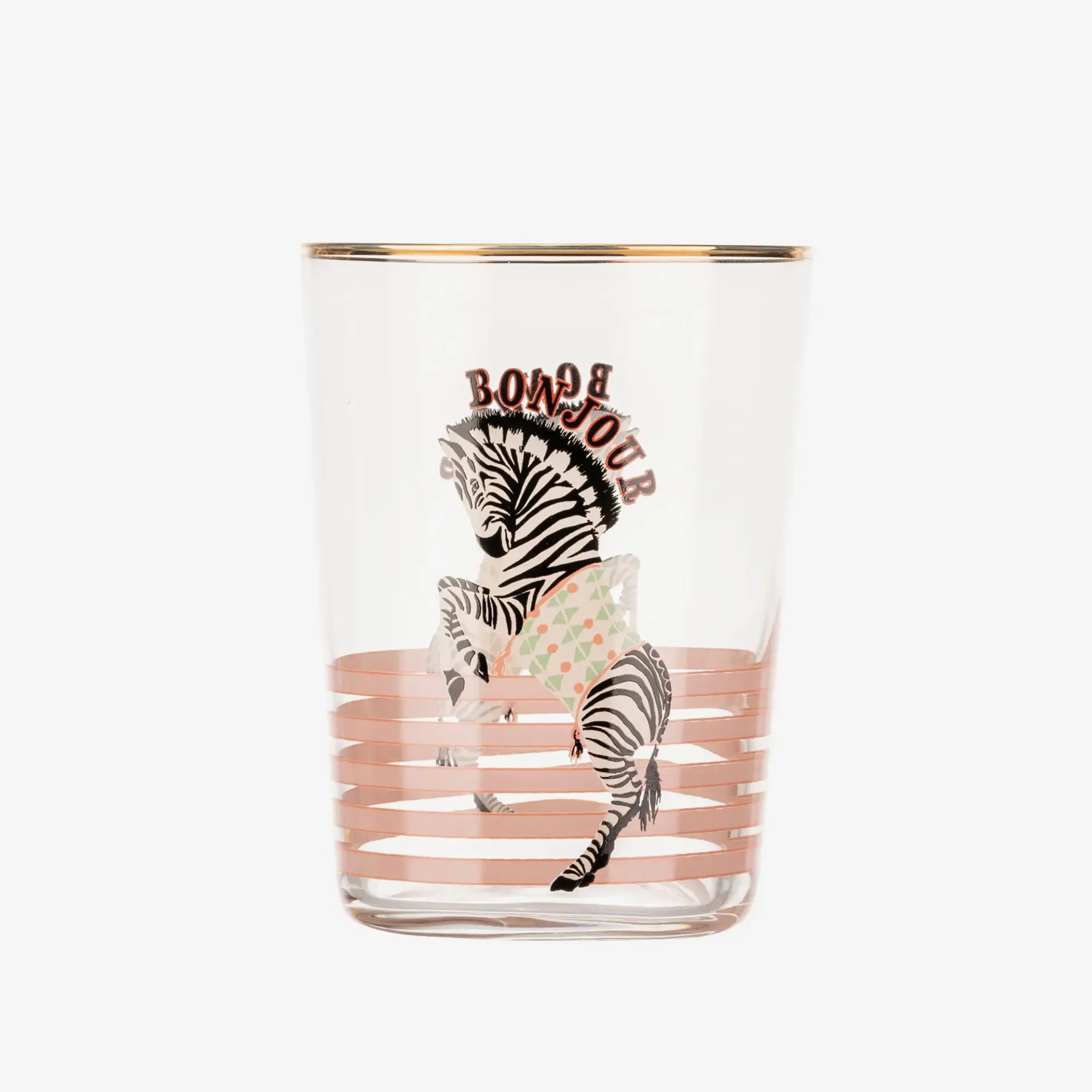 Yvonne Ellen Zebra Pembe Cam Su Bardağı 500 Ml