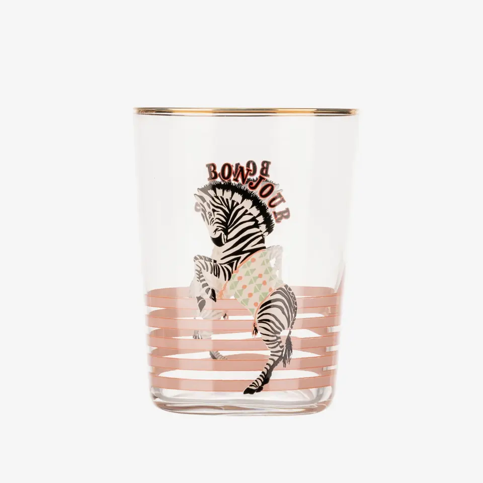 Yvonne Ellen Zebra Pembe Cam Su Bardağı 500 Ml