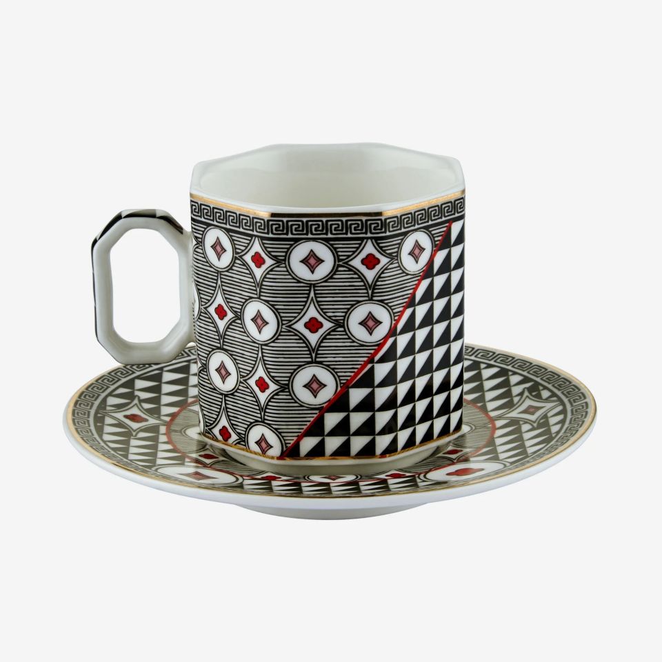 Siyah Porselen Kahve Fincan Seti 90 Ml Ravello Collection by Chiara Alessi