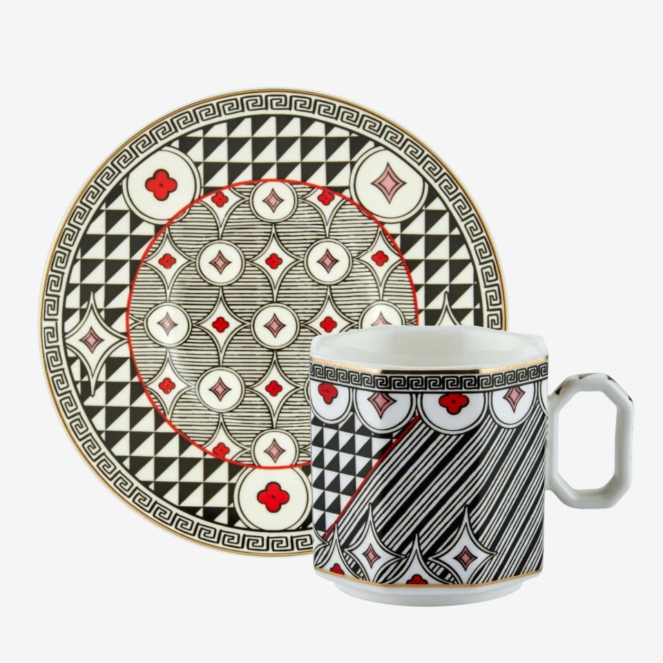 Siyah Porselen Kahve Fincan Seti 90 Ml Ravello Collection by Chiara Alessi