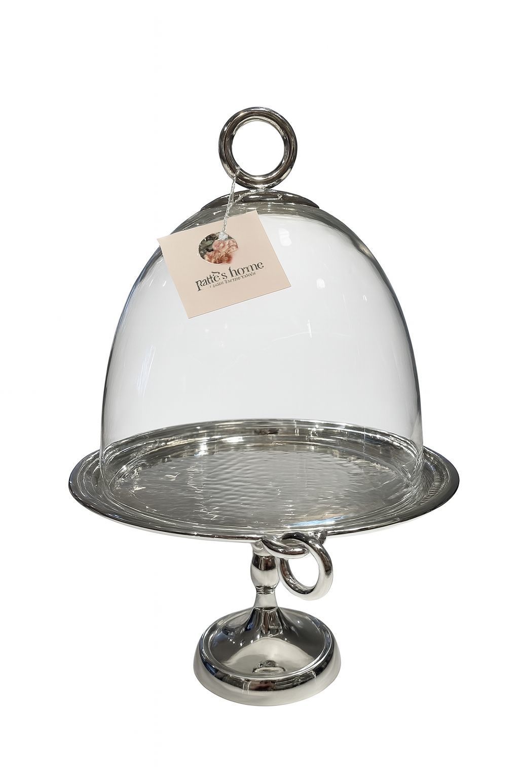 HALKA CAM KAPAKLI GÜMÜŞ AYAKLI PASTALIK