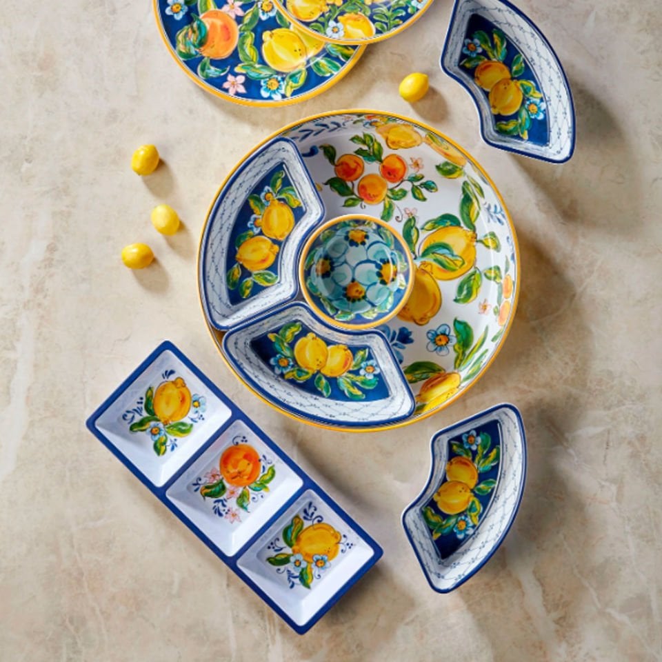 Mavi Melamin 3 Bölmeli Çerezlik 38 Cm Capri Collection by Chiara Alessi