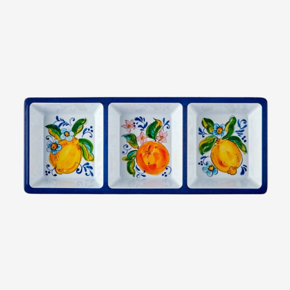 Mavi Melamin 3 Bölmeli Çerezlik 38 Cm Capri Collection by Chiara Alessi