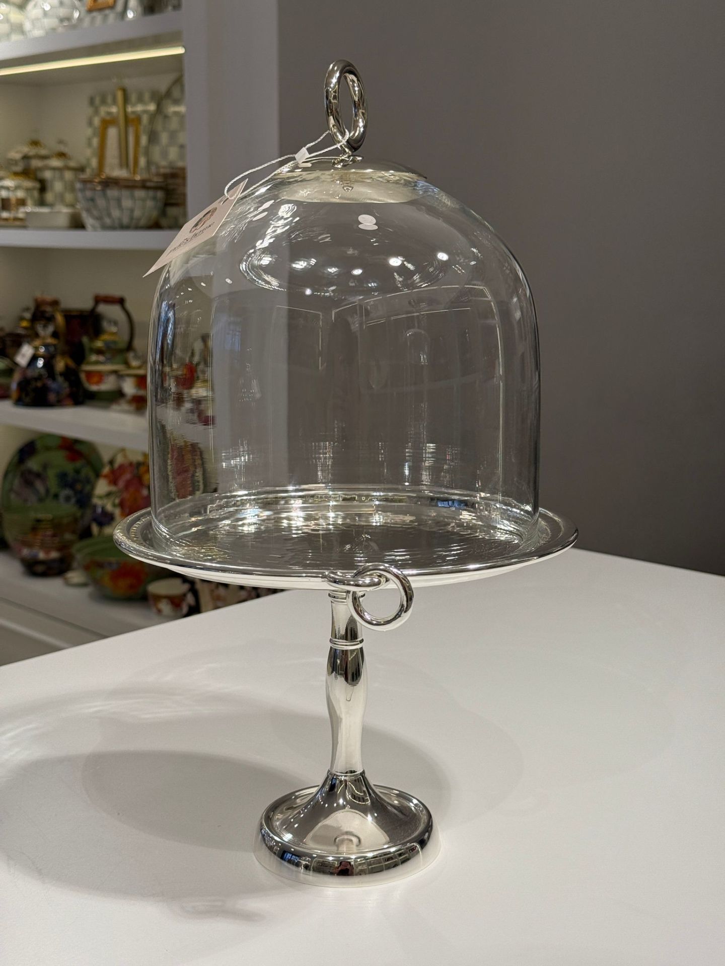 HALKA CAM KAPAKLI GÜMÜŞ AYAKLI PASTALIK