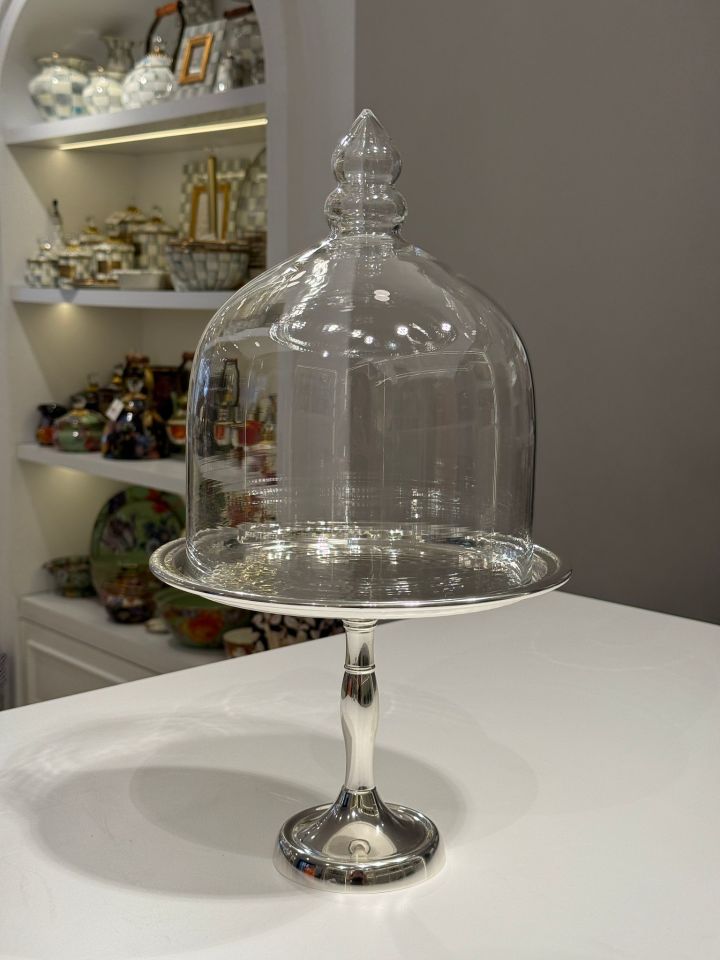 GÜMÜŞ CAM KAPAKLI AYAKLI PASTALIK