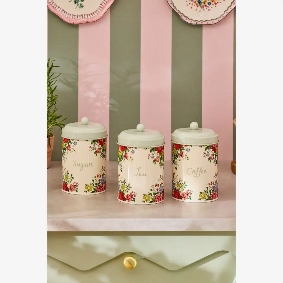 Cath Kidston Feels Like Krem Galvaniz Şeker Saklama Kabı 10,5X17,5 Cm