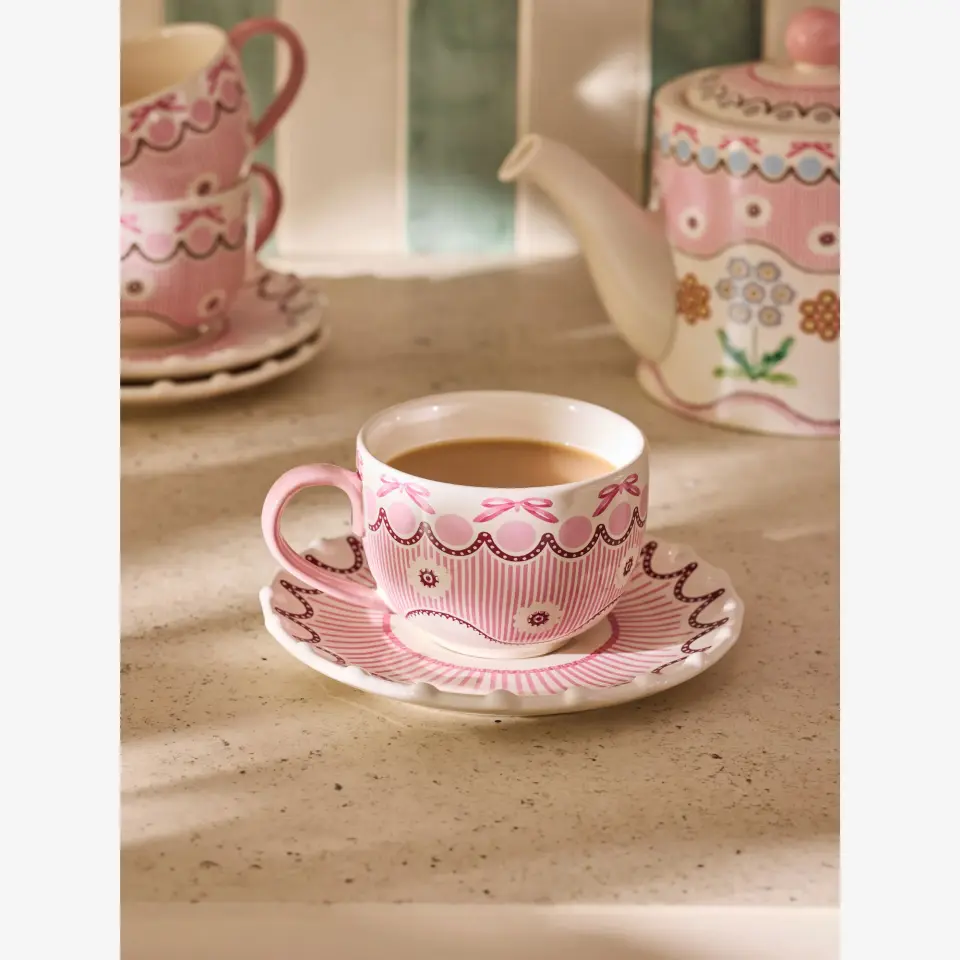 Cath Kidston Pembe Stoneware Çay Fincanı 200 Ml
