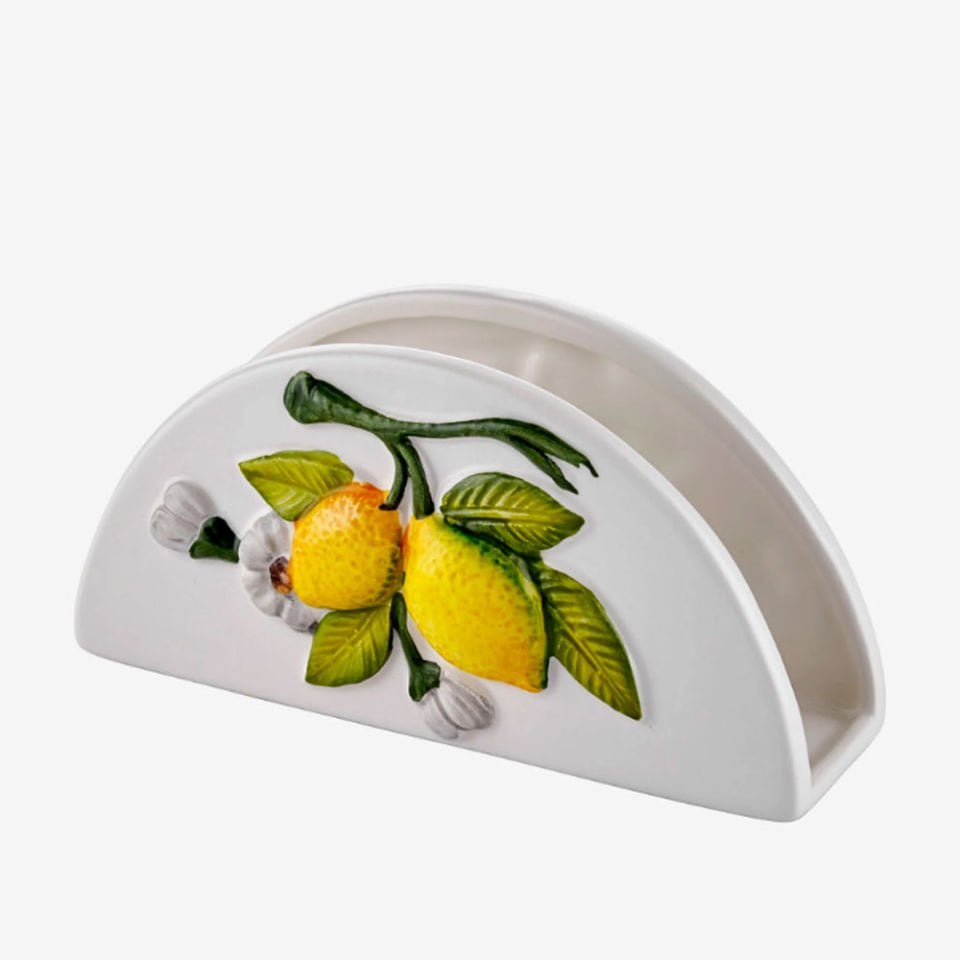 Beyaz Seramik Peçetelik Limoni Collection by Edelweiss Italy