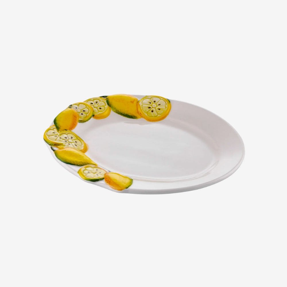 Beyaz Seramik Servis Tabağı 22X14 Cm Limoni Collection by Edelweiss Italy