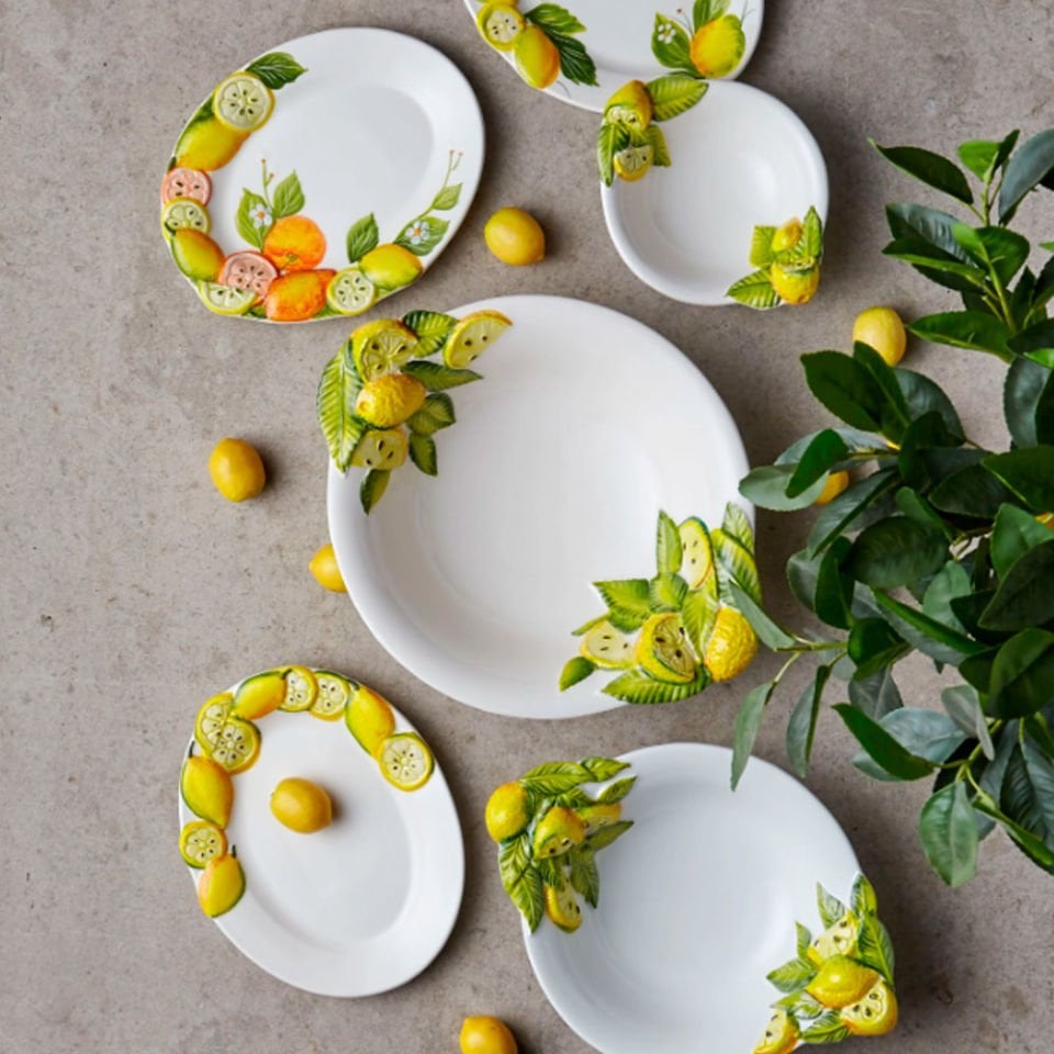 Beyaz Seramik Servis Tabağı 22X14 Cm Limoni Collection by Edelweiss Italy