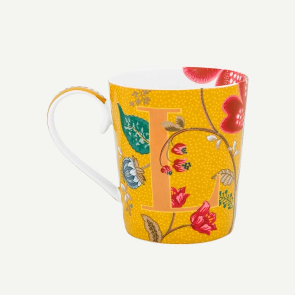 Sarı Porselen Kupa 350 Ml Alphabet Collection by Pip Studio L Harfli