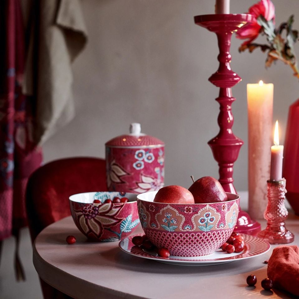 Kırmızı Porselen Kase Seti 15 Cm Flower Festival Collection by Pip Studio