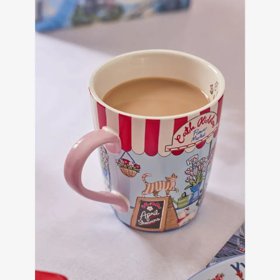 Cath Kidston London Flower Mavi Stoneware Kupa 375 Ml