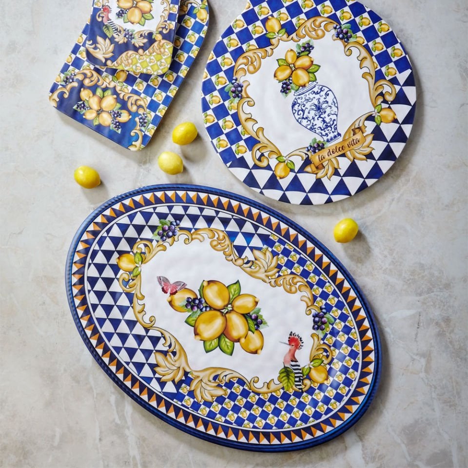 Mavi Melamin Servis Tabağı 50 Cm Capri Collection by Chiara Alessi